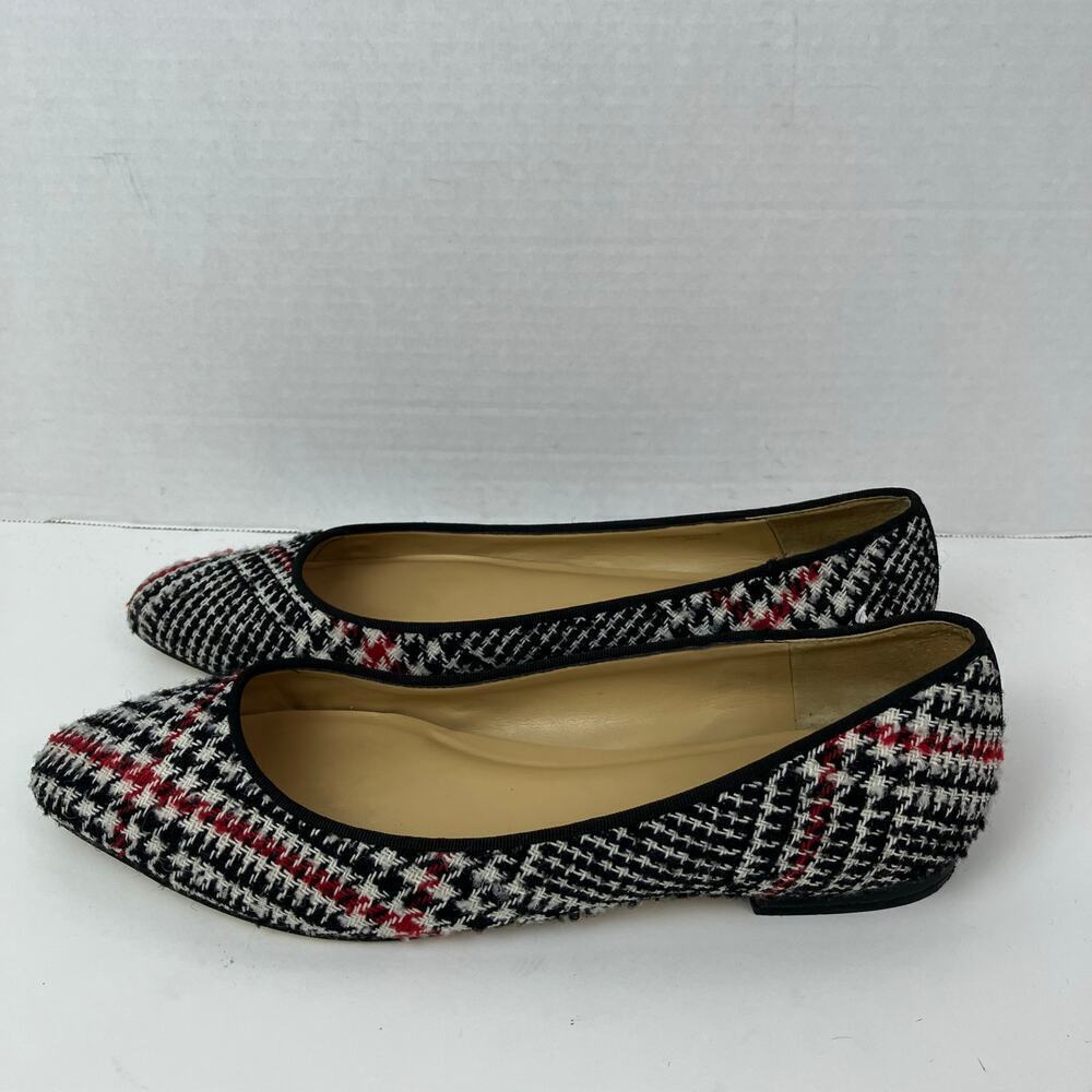 Talbots Sz 8M Tweed Houndstooth Ballet Flats Red Black Preppy Careerwear Retro